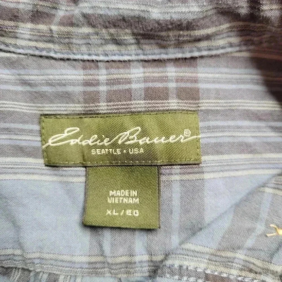 Eddie Bauer Men's Extra Large Blue Gray Long Sleeve Casual Button Down - Picture 9 of 11